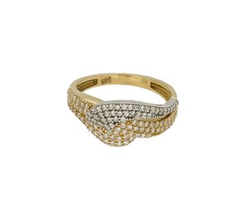 Złoty pierścionek 585 z cyrkoniami i białym złotem DIA-PRS-9275-585. Przepiękny pierścionek, który został ozdobiony błyszczącymi cyrkoniami. Pierścionek z wysokiej jakości 14-karatowego białego i żółtego złota. Idealny na pr (4).jpg