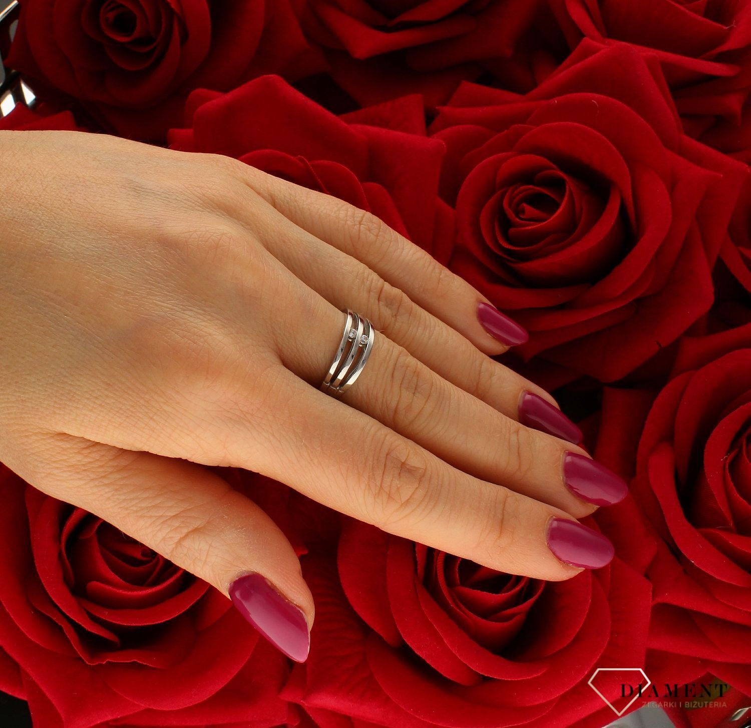 Białe złoto pierścionek damski 585 rozmiar 16 DIA-PRS-9283-585. Pierścionek będzie pięknym wyznaniem uczucia, można go podarować (2).jpg