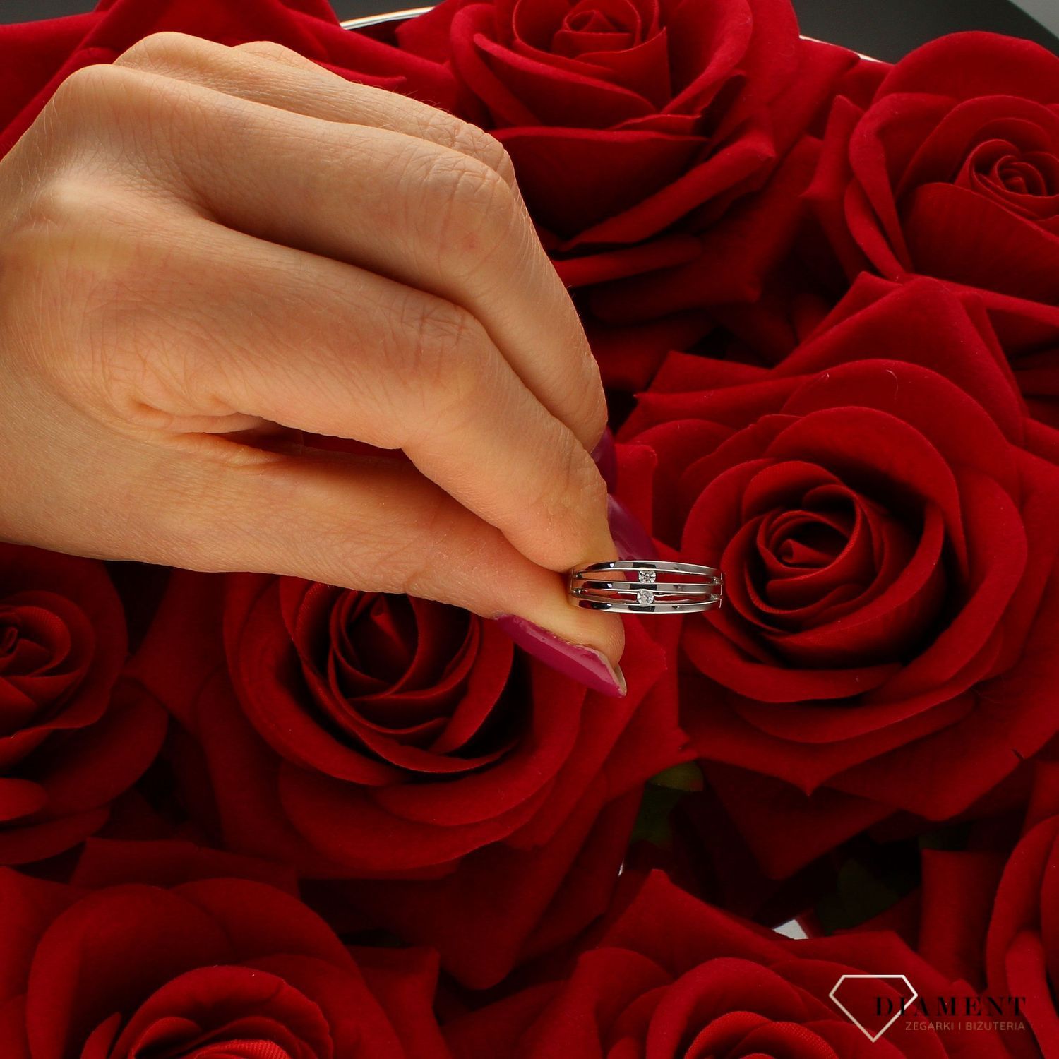 Białe złoto pierścionek damski 585 rozmiar 16 DIA-PRS-9283-585. Pierścionek będzie pięknym wyznaniem uczucia, można go podarować (2).jpg