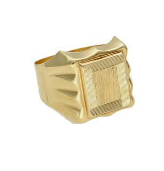 Złoty sygnet męski 585 z ozdobnymi nacięciami rozmiar 26 DIA-PRS-9288-585. Męski sygnet wykonany z 14 karatowego żółtego złota. Męska biżuteria idealna na wszelkie okazje. Złota biżuteria wykonana z próby 585 (2).jpg