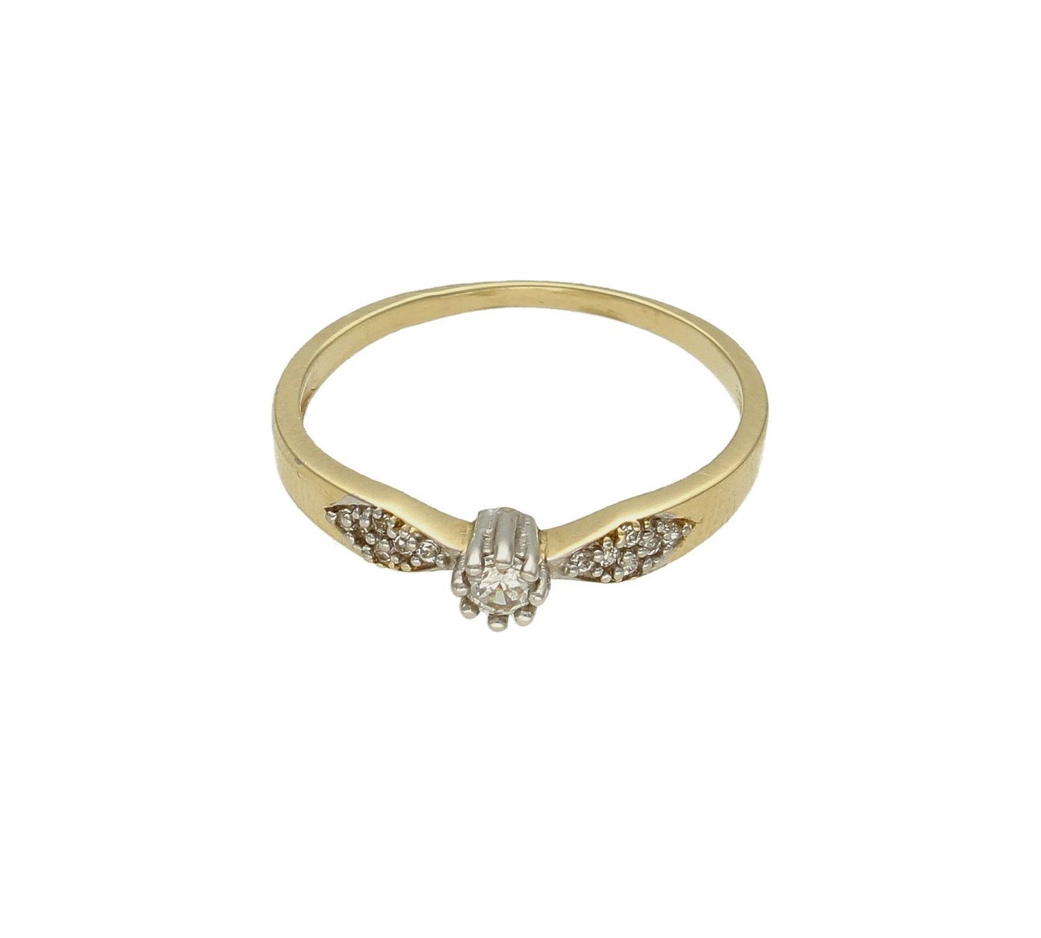 Złoty pierścionek 585 z cyrkonią zaręczynowy DIA-PRS-9309-585. Złoty pierścionek prosty ozdobiony wystającą cyrkonią. Piękny pierścionek wykonany z wysokiej jakości złota próby 585 (4).jpg