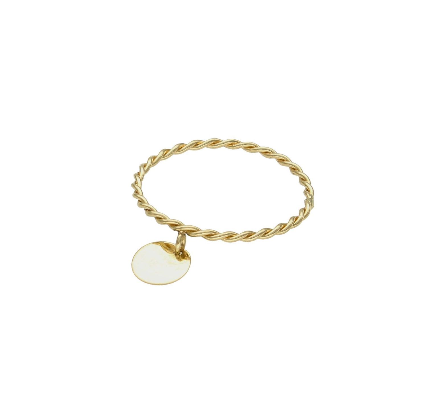 Złoty pierścionek 585 pleciony nowoczesny wzór z kółeczkiem rozmiar 11 DIA-PRS-9323-585 to złoty damski pierścionek wykonany z wysokiej próby złota 585. Idealna zawieszka w kształcie kółka blaszki we  nadają pierścionkowi nowo (1).jpg