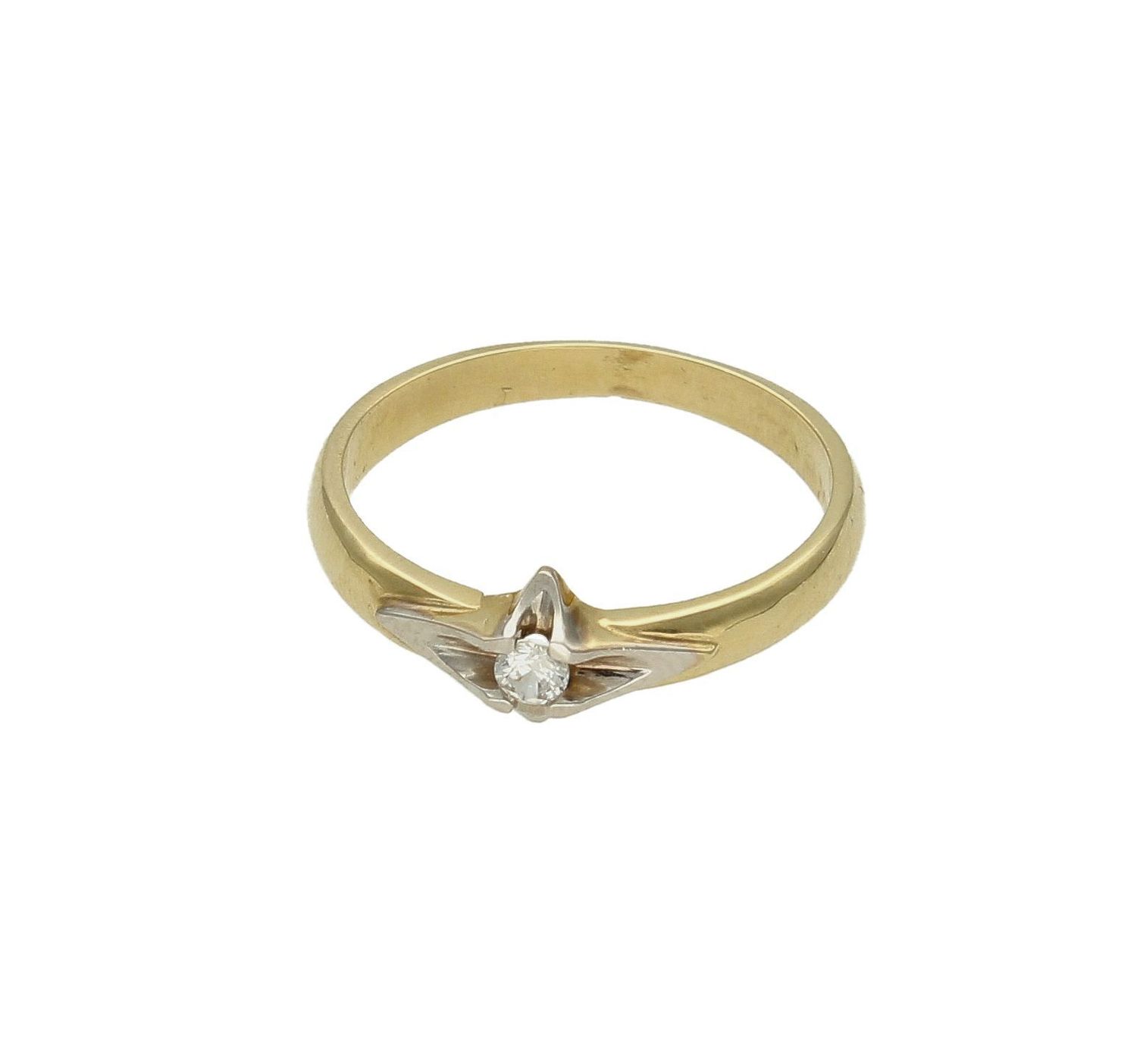 Złoty pierścionek 585 z cyrkonią zaręczynowy DIA-PRS-9325-585. Złoty pierścionek prosty ozdobiony cyrkonią i białym złotem. Piękny pierścionek wykonany z wysokiej jakości złota próby 585. Złoty pierścionek idealny na prezent (4).jpg