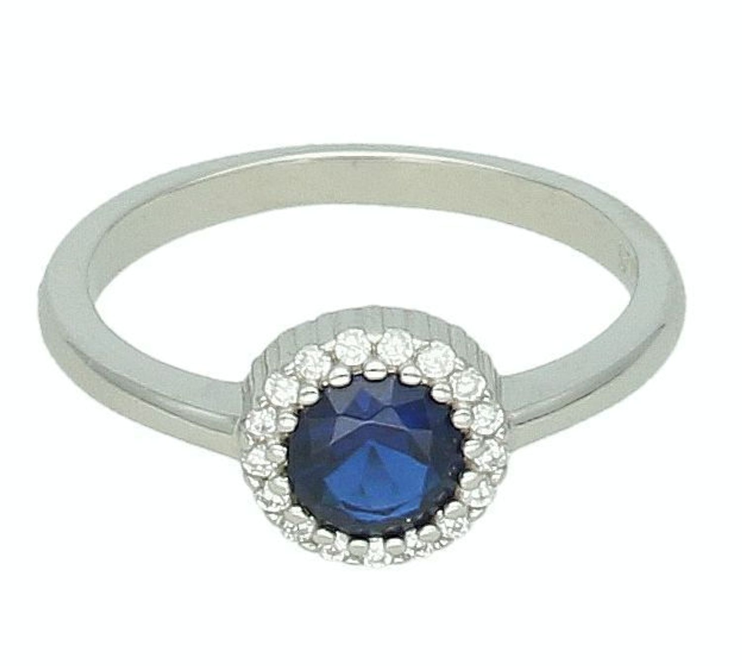 Srebrny pierścionek damski 925 z niebieską cyrkonią DIA-PRS-9630-925. Damski pierścionek z cyrkonią. Srebrny pierścionek z cyrkonią. Pierścionek srebrny okrągła cyrkonia. Pierścionek srebrny damski na prezent..jpg