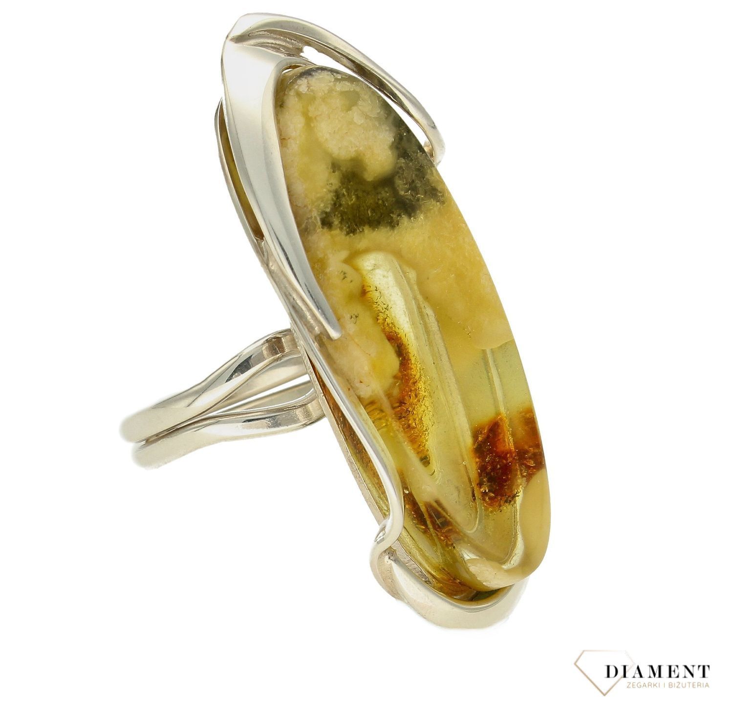 Srebrny pierścionek damski 925 z dużym podłużnym bursztynem bałtyckim DIA-PRS-9851-925. Srebrne pierścionki na prezent dla kobiety. Srebrny pierścionek z kamieniem. Srebrny pierścionek dla kobiety z bursztynem (4).jpg