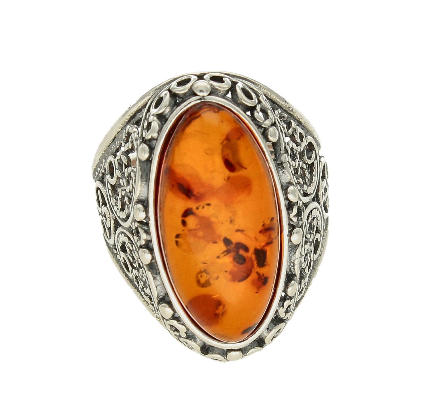 Srebrny pierścionek damski 925 z owalnym koniakowym bursztynem bałtyckim DIA-PRS-9934-925. Srebrne pierścionki na prezent dla kobiety. Srebrny pierścionek z kamieniem. Srebrny pierścionek dla kobiety z bursztynem (4).jpg