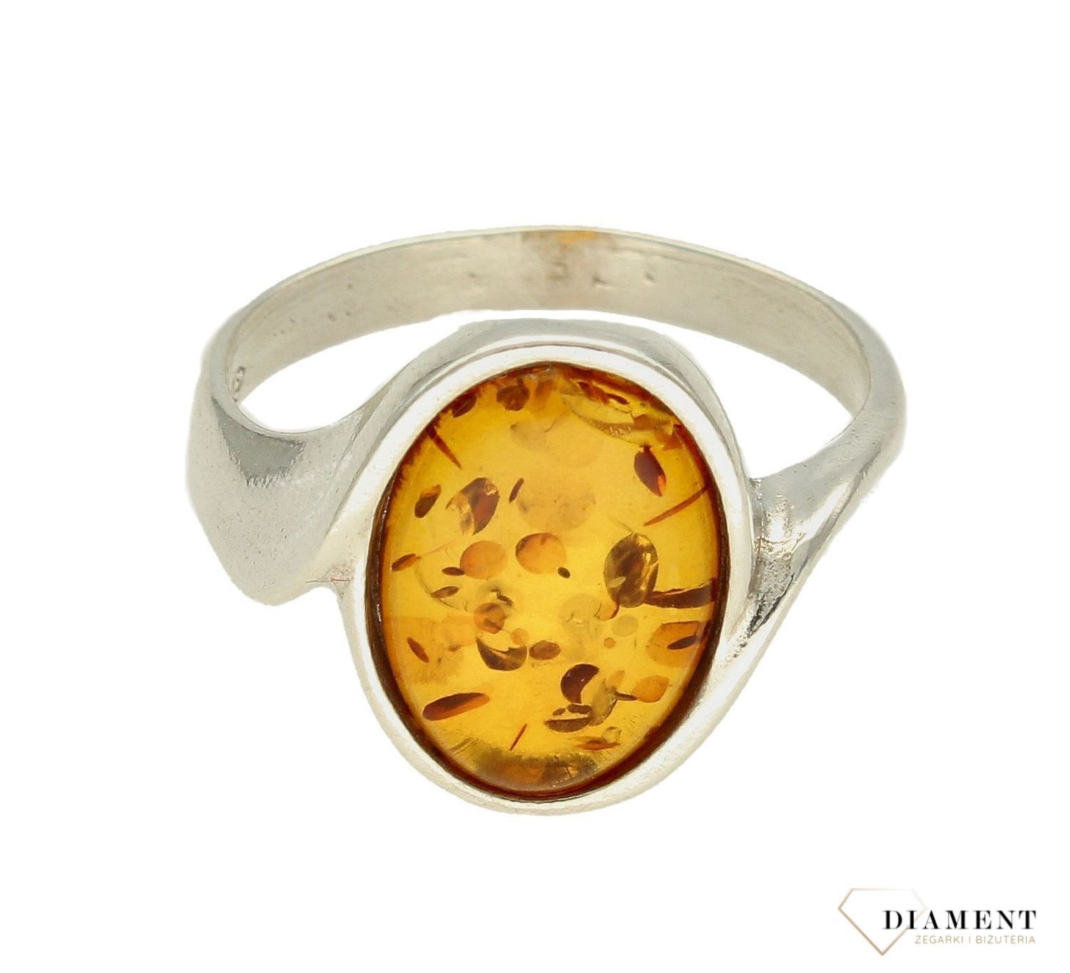 Srebrny pierścionek damski 925 z owalnym brązowym bursztynem bałtyckim DIA-PRS-9935-925. Srebrne pierścionki na prezent dla kobi.jpg