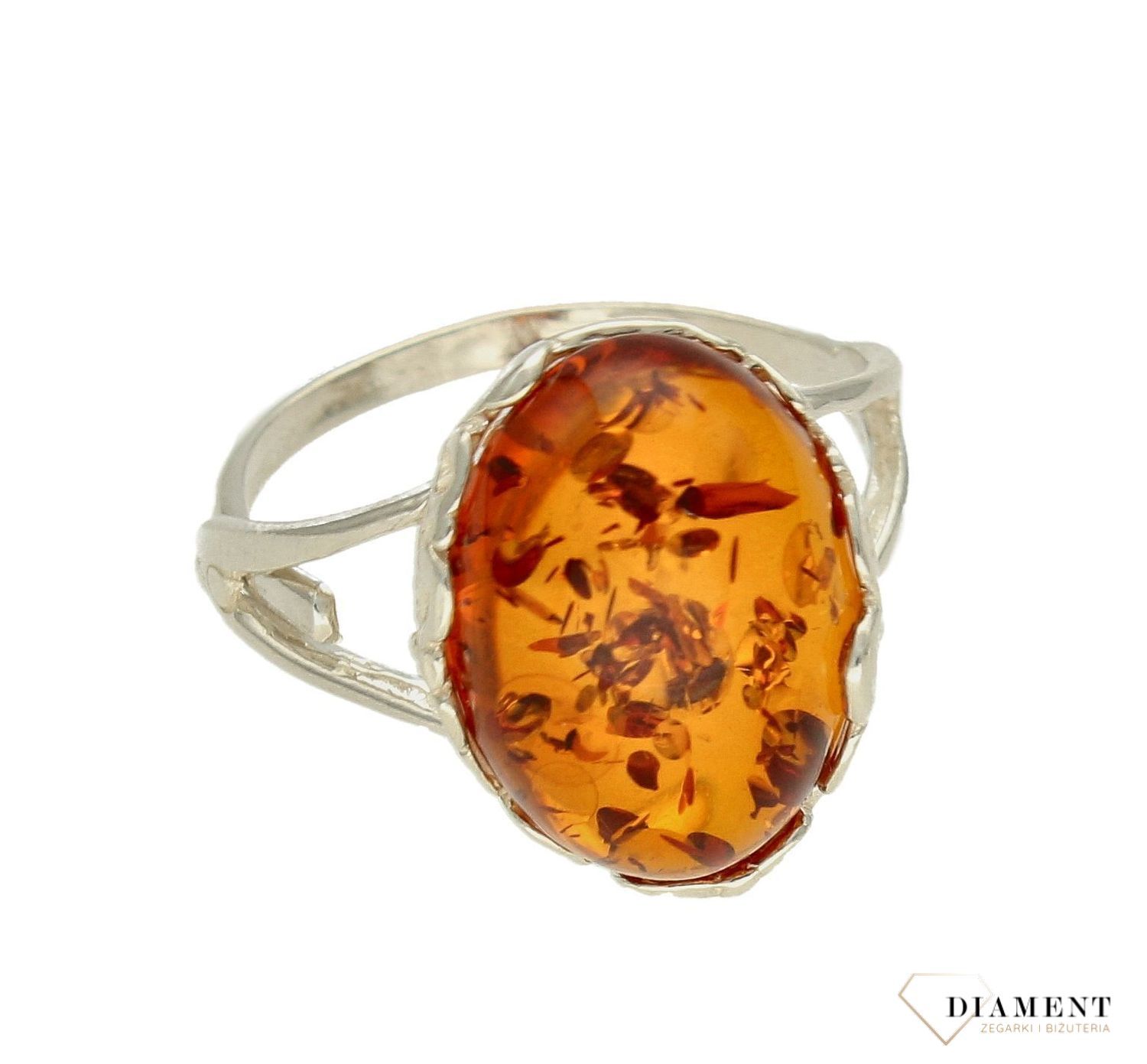 Srebrny pierścionek damski 925 z owalnym brązowym bursztynem bałtyckim DIA-PRS-9941-925. Srebrne pierścionki na prezent dla kobi (4).jpg