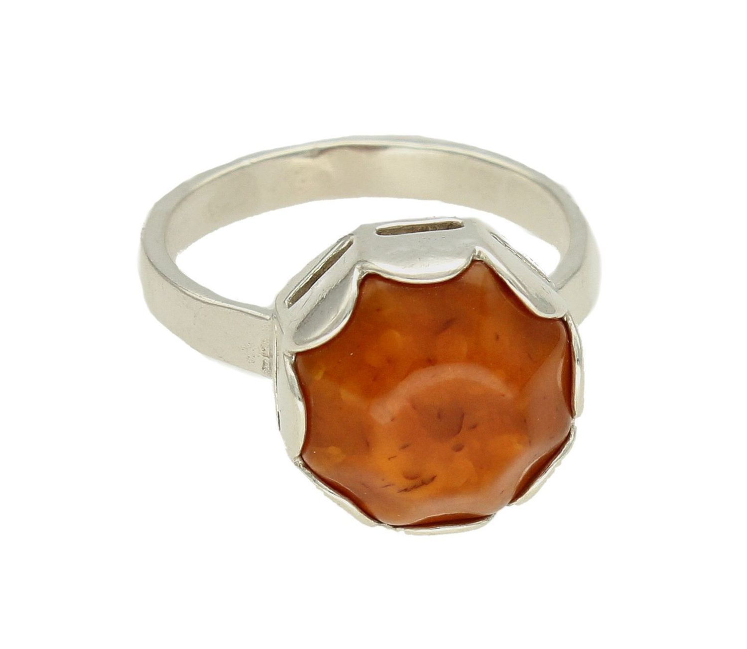 Srebrny pierścionek damski 925 z okrągłym brązowym bursztynem bałtyckim DIA-PRS-9947-925. Srebrne pierścionki na prezent dla kobiety. Srebrny pierścionek z kamieniem. Srebrny pierścionek dla kobiety z bursztynem.5.jpg