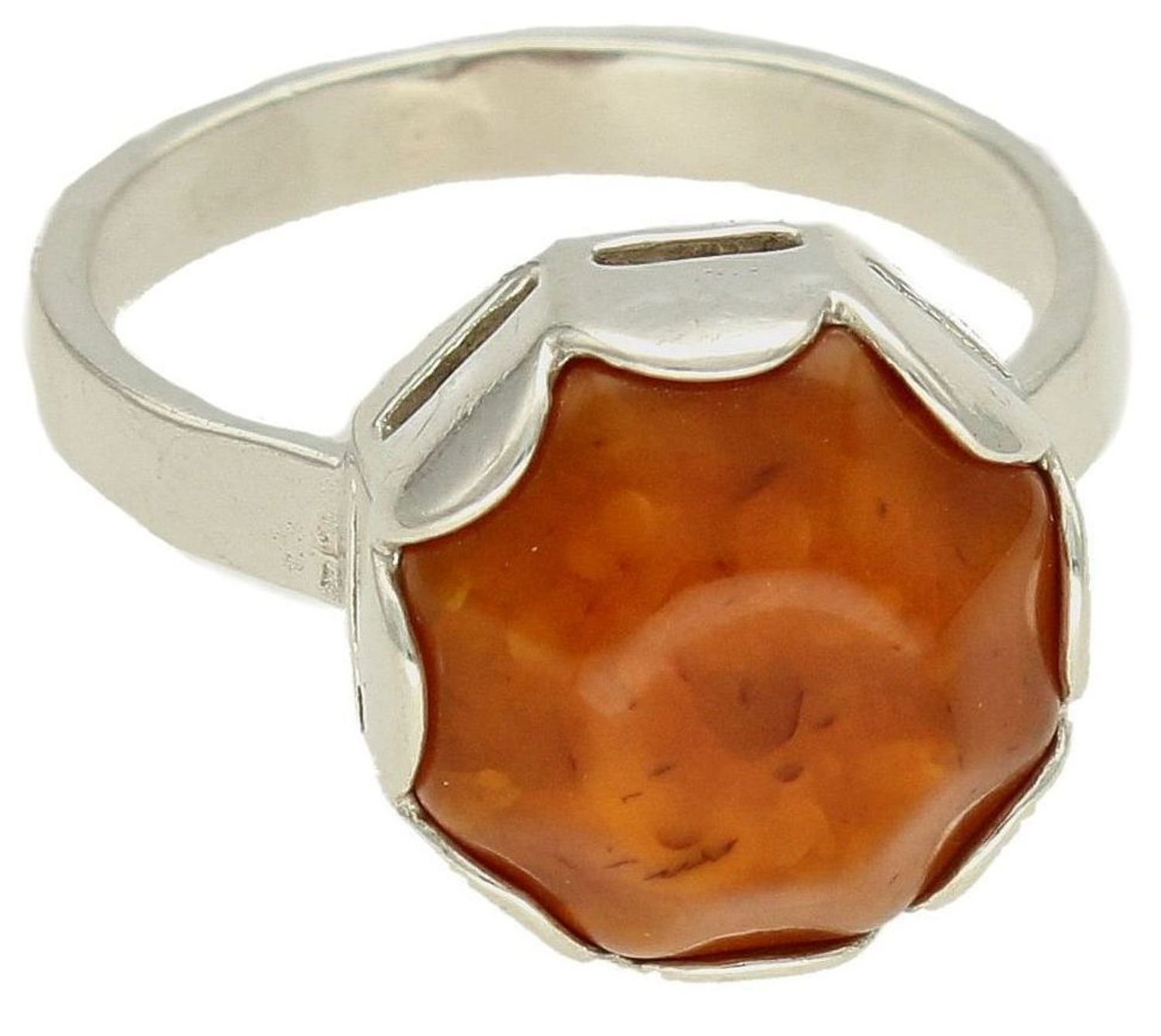 Srebrny pierścionek damski 925 z okrągłym brązowym bursztynem bałtyckim DIA-PRS-9947-925. Srebrne pierścionki na prezent dla kobiety. Srebrny pierścionek z kamieniem. Srebrny pierścionek dla kobiety z bursztynem.5.jpg