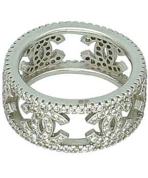 Pierścionek srebrny 925 w stylu chanelka z cyrkoniami - elegancki glamour, podwójny wzór.jpg