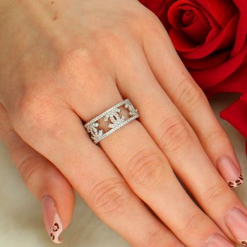 Srebrny pierścionek 925 z cyrkoniami – styl Chanelki, ażurowy glamour bling.jpg