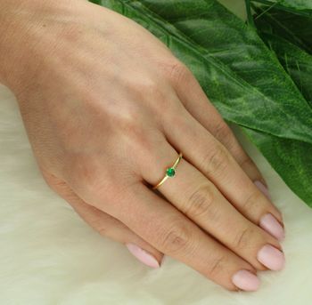 Srebrny pierścionek damski 925 pozłacany z zieloną cyrkonią DIA-PRS-IM0341023RG_G-925.jpg