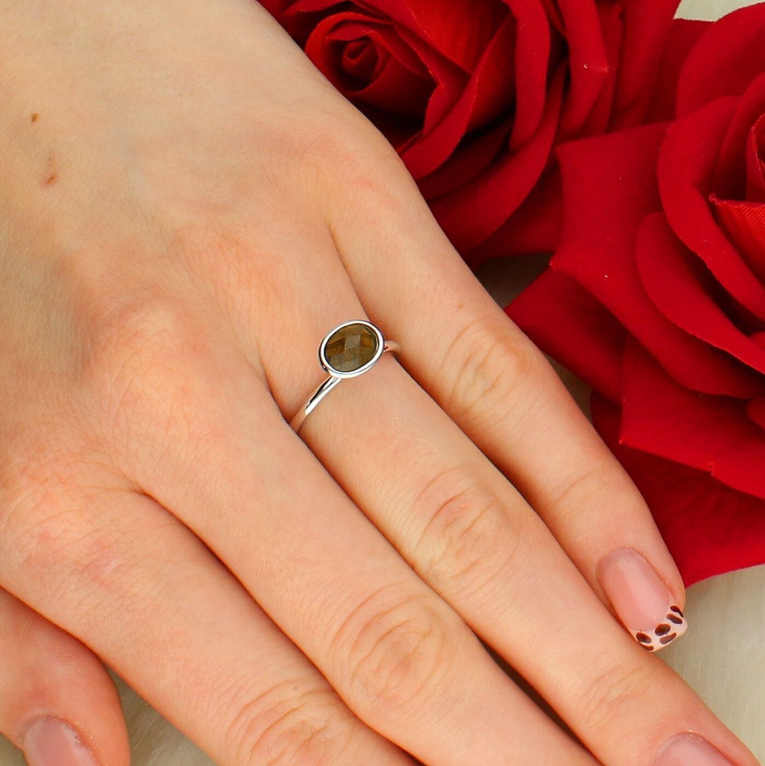 Srebrny pierścionek 925 z kwarcem dymnym – owalne oczko DIA-PRS-KWARC-925 kamień.jpg