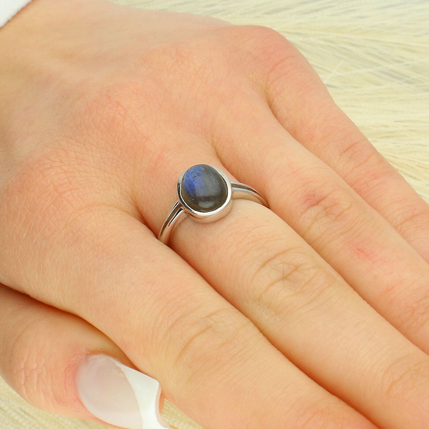 Srebrny pierścionek 925 z labradorytem – Rozmiar 16  Kamień naturalny prs.jpg
