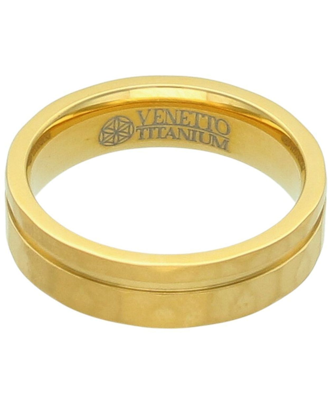 Elegancka obrączka tytanowa 8 mm złota unisex z geometrycznymi wzorem.jpg