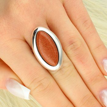 Srebrny Pierścionek z Kamieniem Piasek Pustyni 925 - Duży, Efektowny prs.jpg