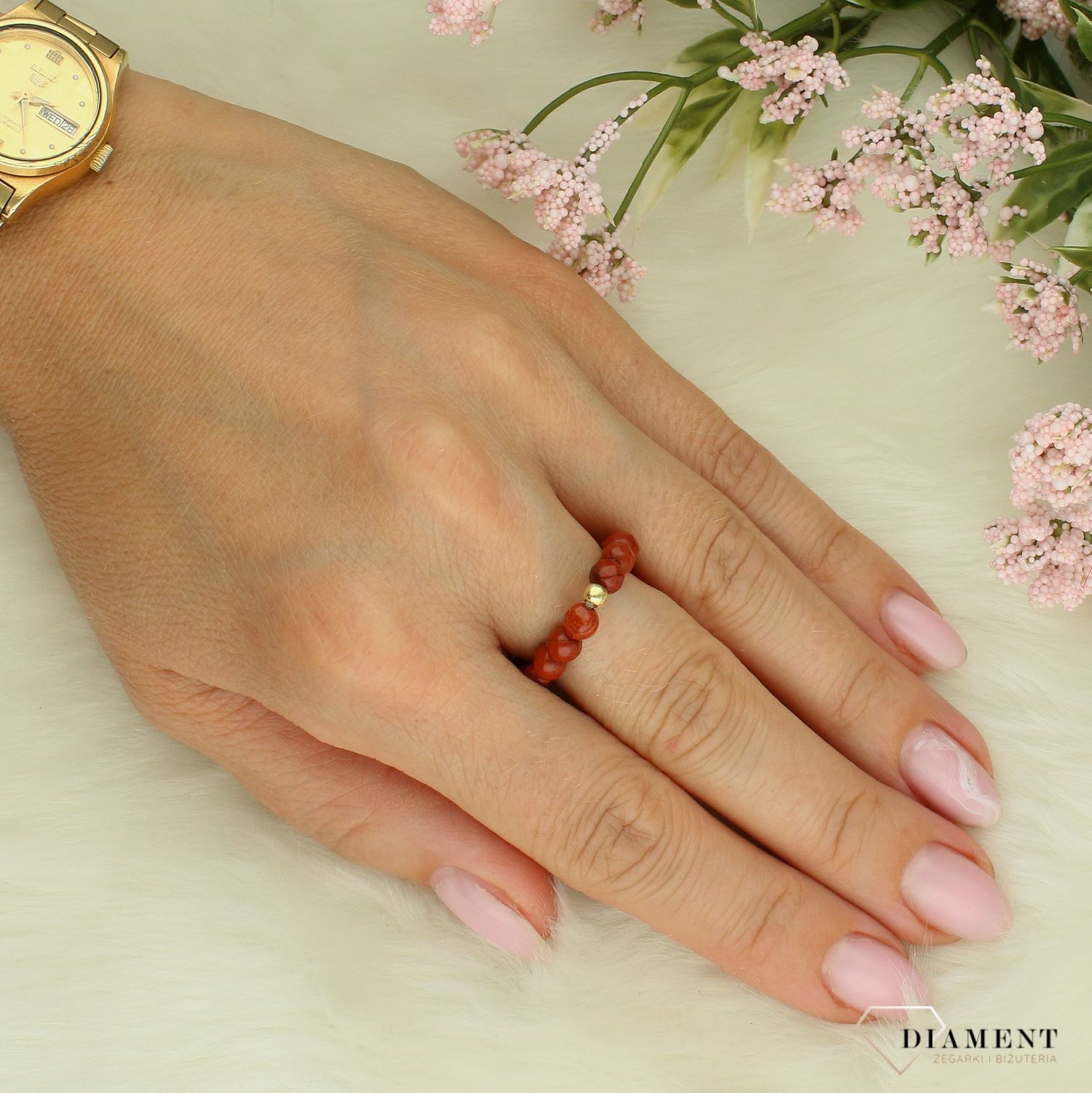Pierścionek damski srebrny kamień czerwony jaspis DIA-PRS-YL51. Srebrny pierścionek damski. Srebrny pierścionek z kamieniami. Pierścionek srebrny na prezent dla kobiety (2).jpg