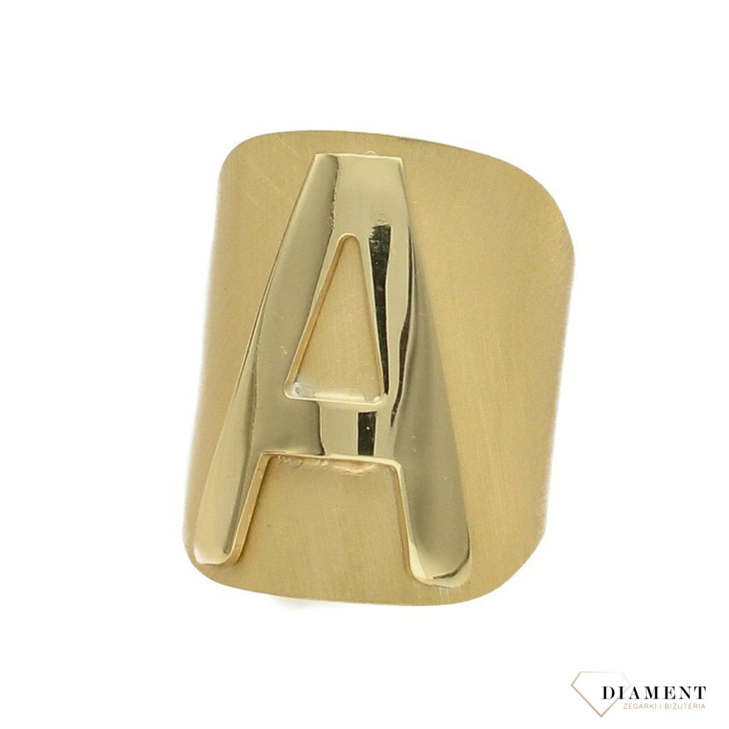 Szeroki pierścionek złoty 'Srebrna literka A' DIA-PRS-Z0461030-A-925.jpg