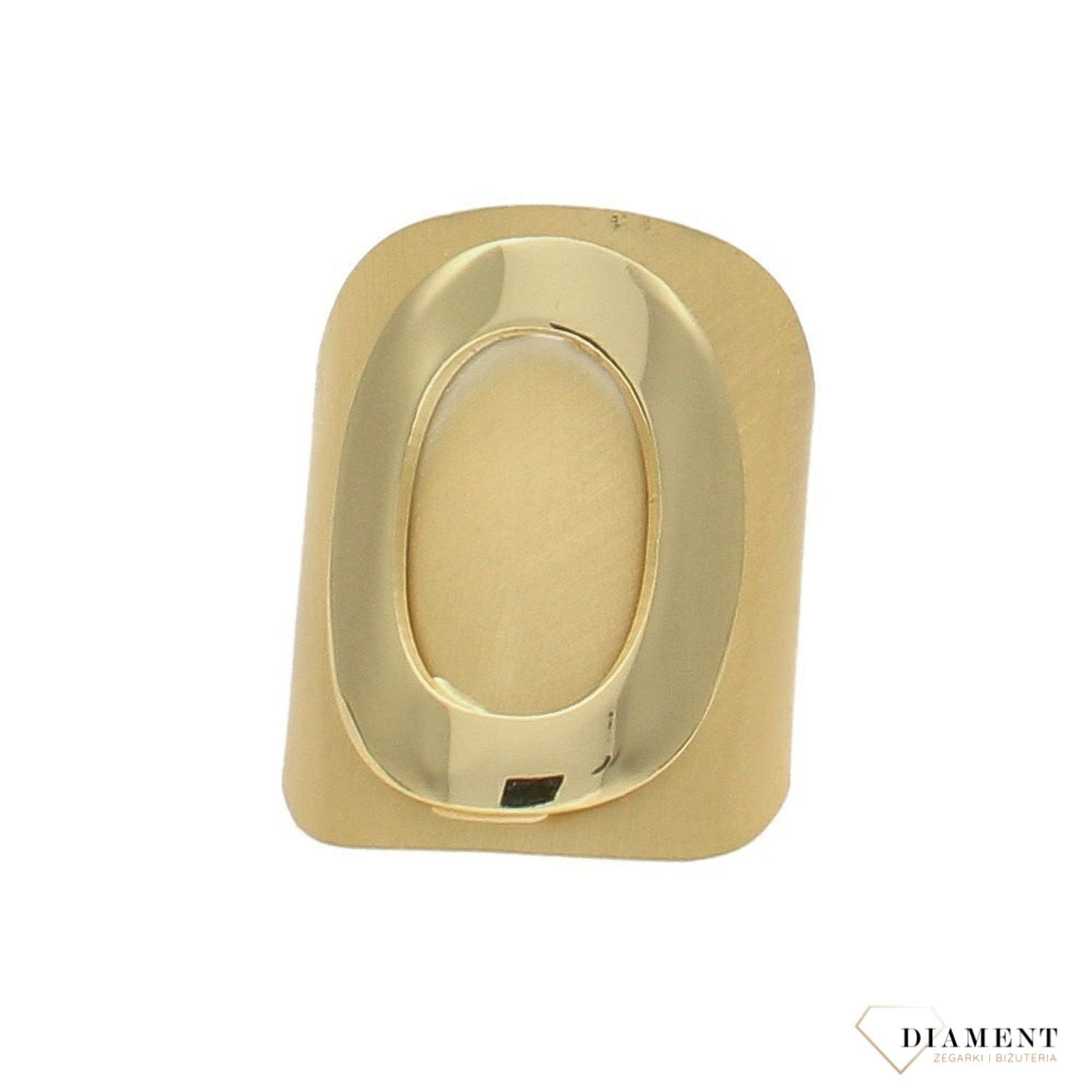 Szeroki pierścionek złoty 'Srebrna literka O' DIA-PRS-Z0461030-O-925.jpg