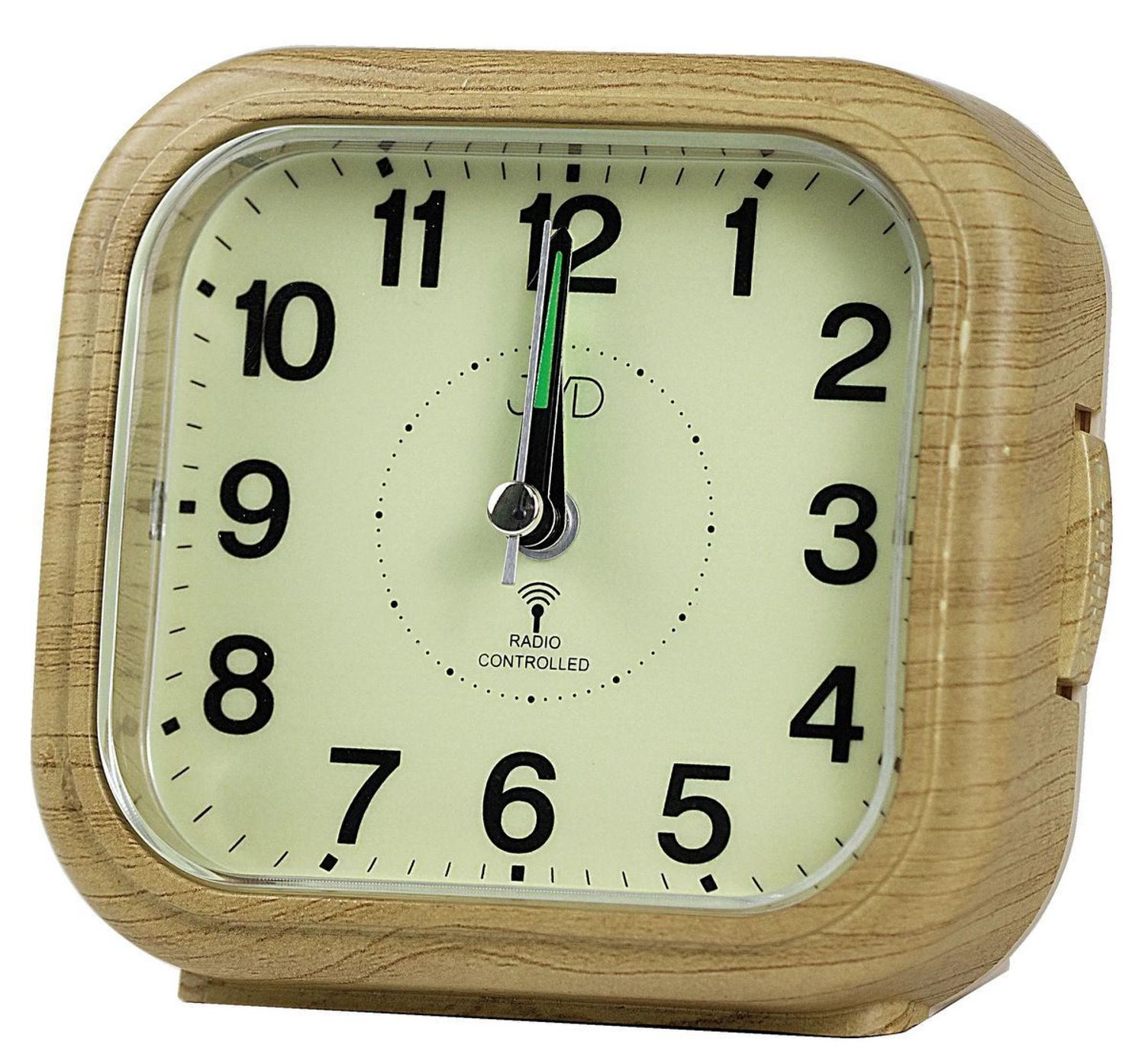 Budzik JVD RB1603.2 – radiowo sterowany, prostokątny, jasne drewno, alarm, powtarzanie budzenia.jpg
