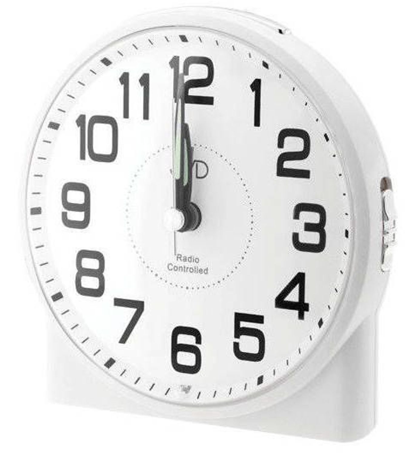 Budzik klasyczny JVD sterowany radiowo biały RB22.1 Zegar posiada 2 alarmy z funkcją drzemki, która trwa ok. 2 minut, maksymalna ilość powtórzeń funkcji snooze - 7 , dźwięk budzika jest narastający..jpg