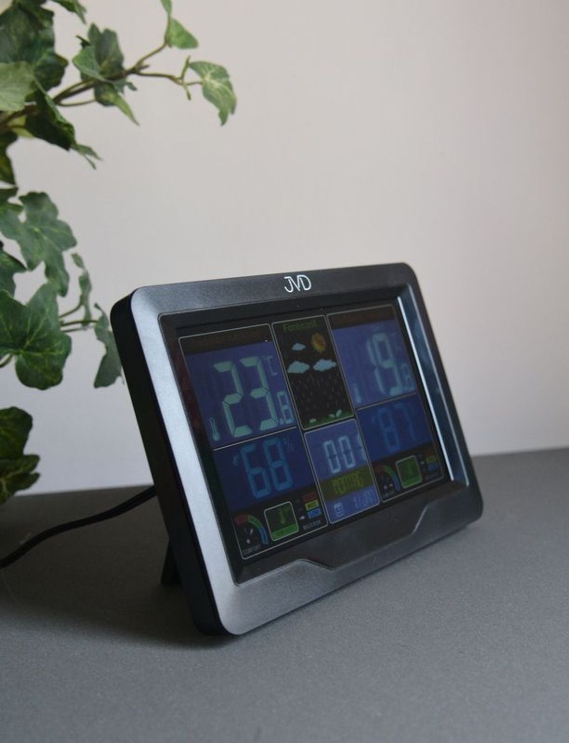 Stacja pogody JVD prostokąt czarny RB3383 ✅ Czarna stacja pogody w kształcie prostokątna wykonana z wysokiej jakości tworzywa sztucznego ✅.jpg