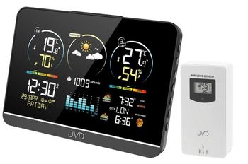 Stacja pogody JVD RB3409 – cyfrowy zegar radiowy z alarmem, termometrem i prognozą pogody.jpg