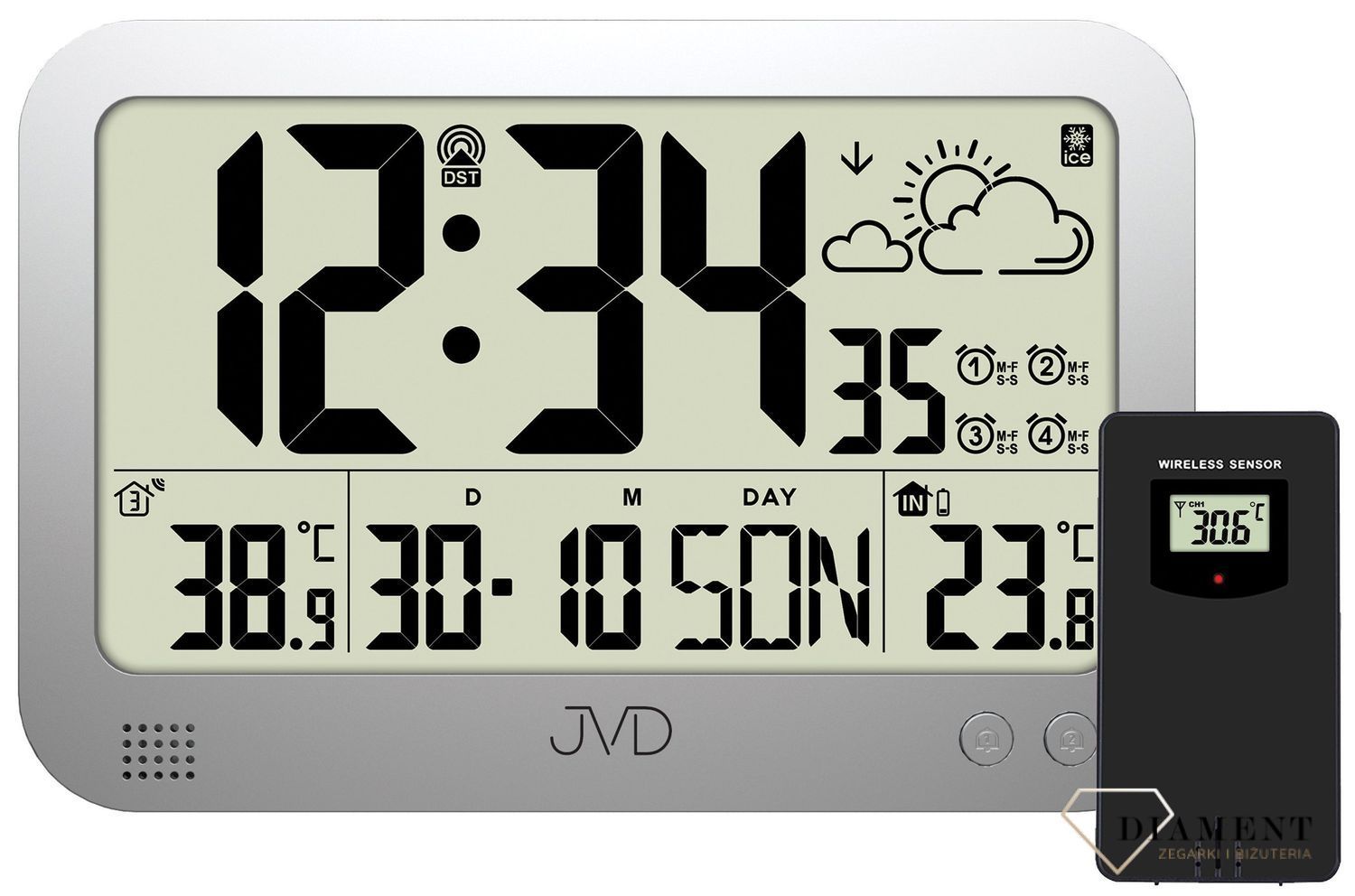 Zegar cyfrowy JVD stacja pogody sterowana radiem RB3565.2. zegar z polskim menu ✓zegar z polskim datownikiem ✓ Zegary cyfrowe ✓Zegary sterowane radiem✓ Zegary na biurko✓.jpg