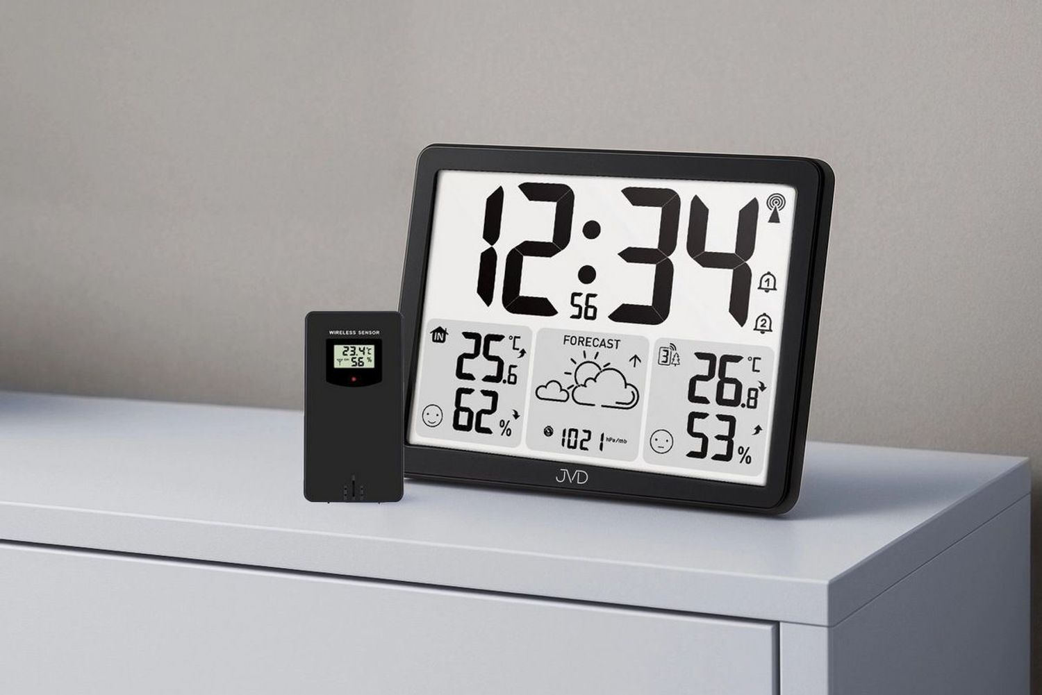 Stacja pogody JVD RB3569 – zegar radiowy, termometr, higrometr, podwójny budzik (1).jpg