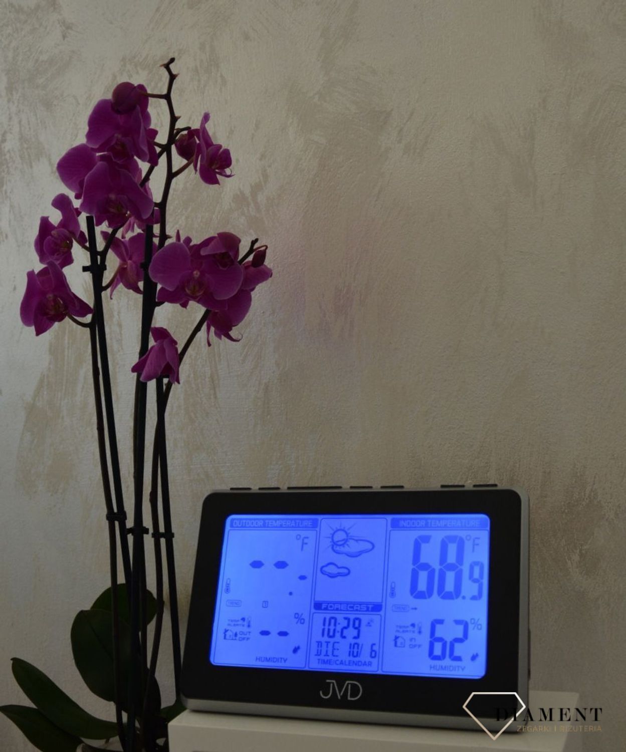 Stacja pogody JVD czarna RB657 ✅ Stacja pogodowa w prostokątnej obudowie z tworzywa sztucznego w kolorze czarnym. ✅.jpg