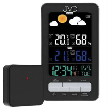 Stacja pogody JVD RB6687.1 – czarny, zegar radiowy, termometr, higrometr, budzik.jpg