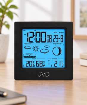 Stacja pogody JVD RB672.1 czarna – zegar cyfrowy z termometrem, higrometrem, fazami księżyca.jpg