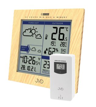 Stacja pogody JVD elektroniczna radiocontrol Jasny Brąz z czujnikiem zewnętrznym RB9233.1.jpg