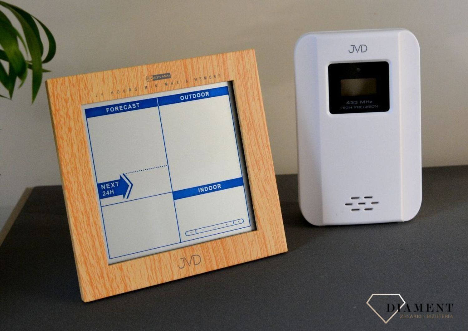 Stacja pogody JVD elektroniczna radiocontrol Jasny Brąz z czujnikiem zewnętrznym RB9233.1.jpg