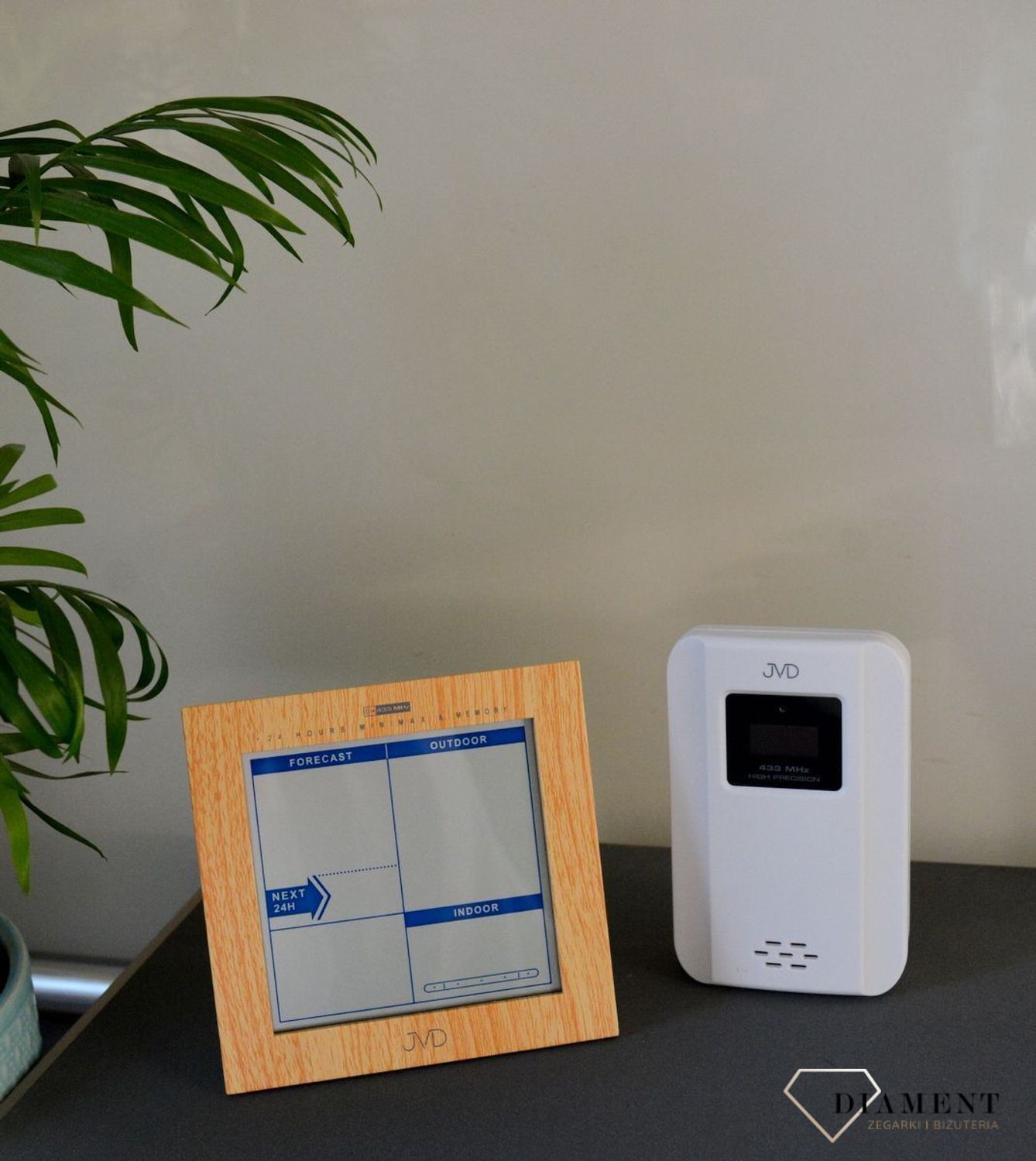 Stacja pogody JVD elektroniczna radiocontrol Jasny Brąz z czujnikiem zewnętrznym RB9233.1.jpg