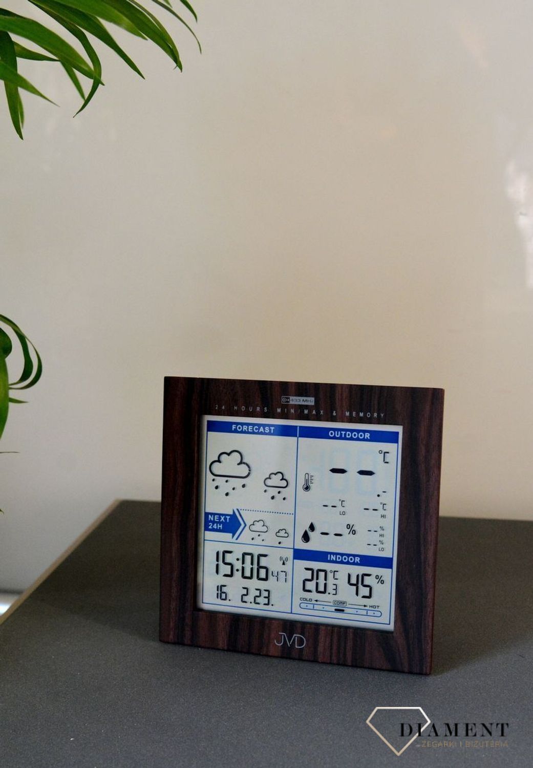 Stacja pogody JVD elektroniczna radiocontrol Ciemny Brąz z czujnikiem zewnętrznym RB9233.2vcv.jpg