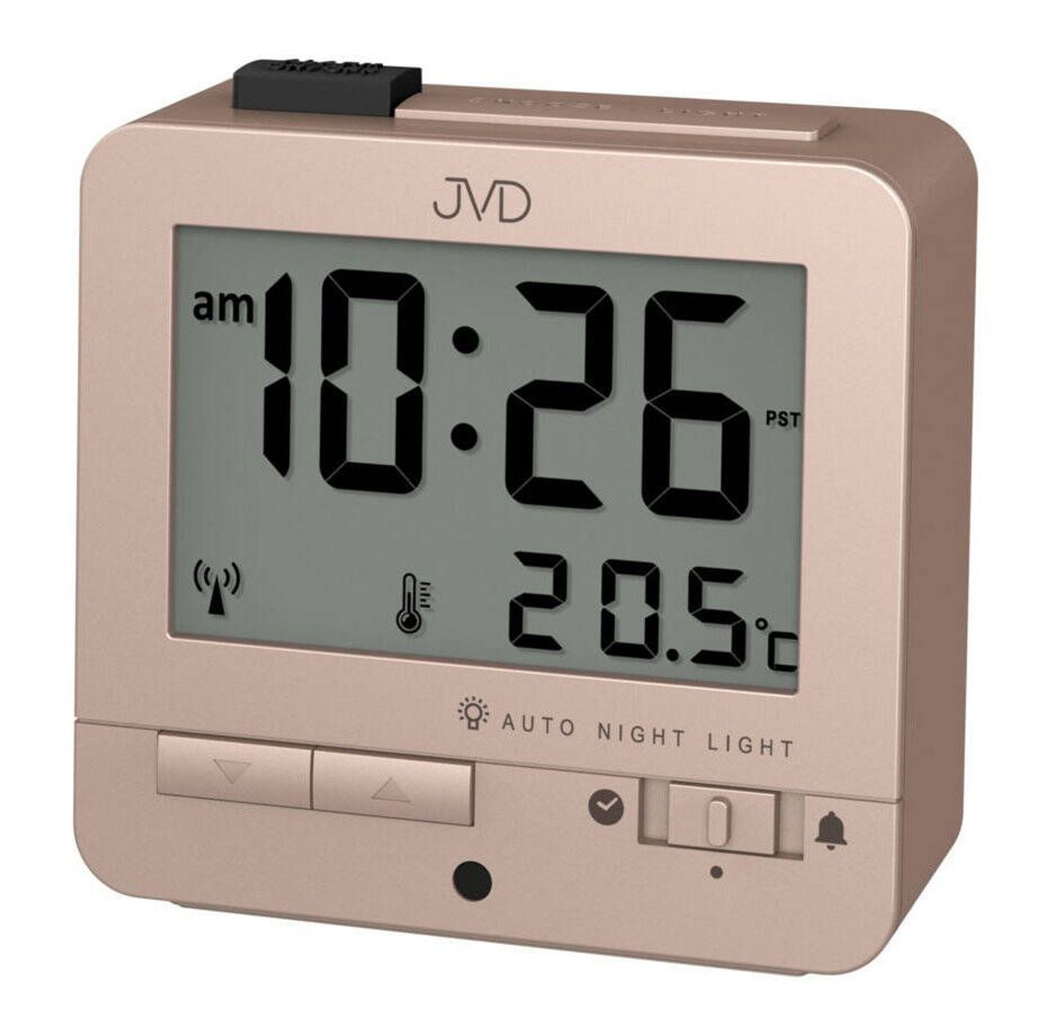 Budzik JVD sterowany radiowo RB9401.3. Budzik z wyświetlaczem JVD. Budzik na baterię JVD. Budzik sterowany falami radiowymi. Budzik idealny do pokoju, biura czy gabinetu. Idealny pomysł na prezent..jpg