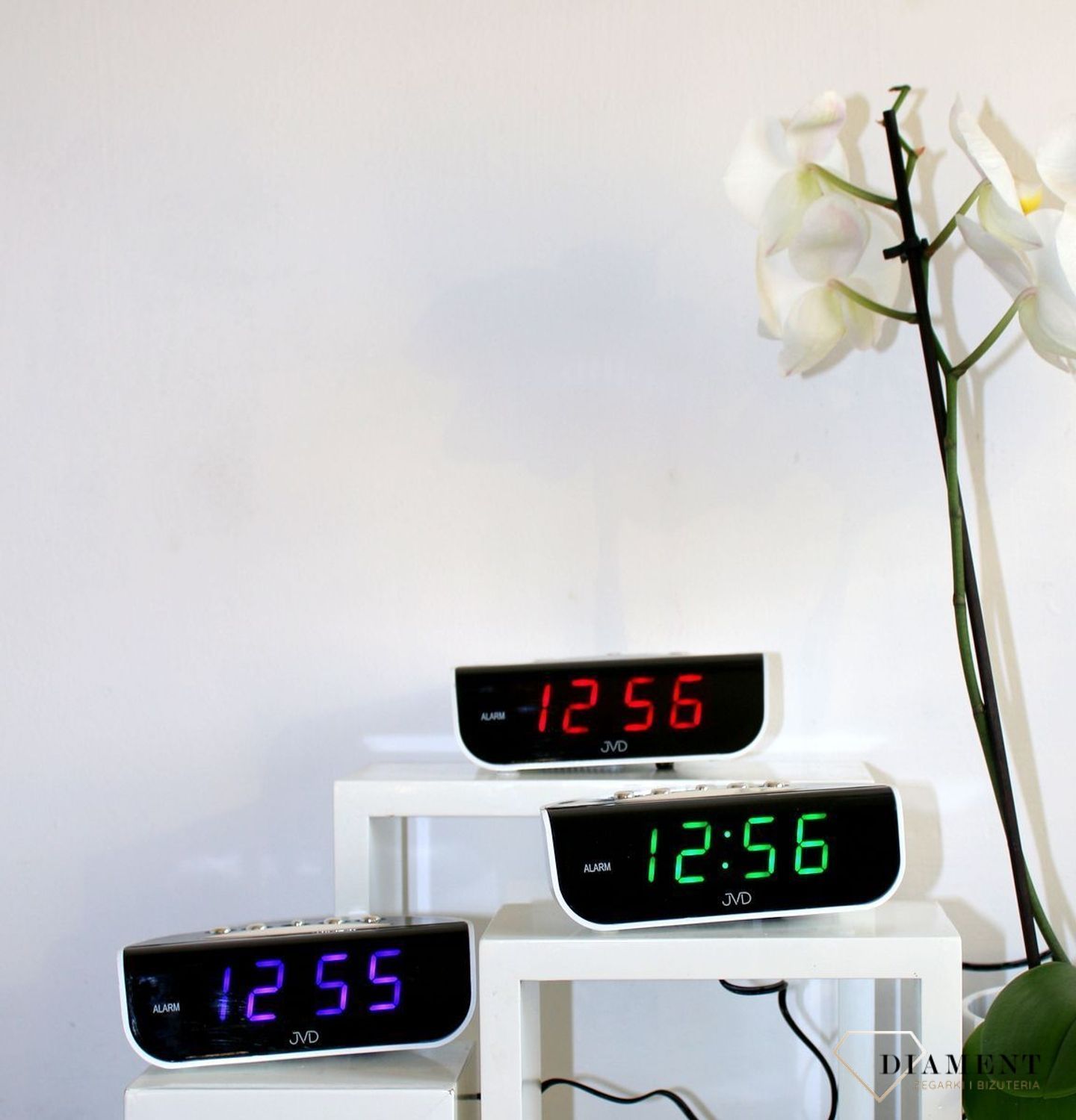 Budzik elektroniczny LCD z niebieskim wyświetlaczem JVD SB1709.2.jpg