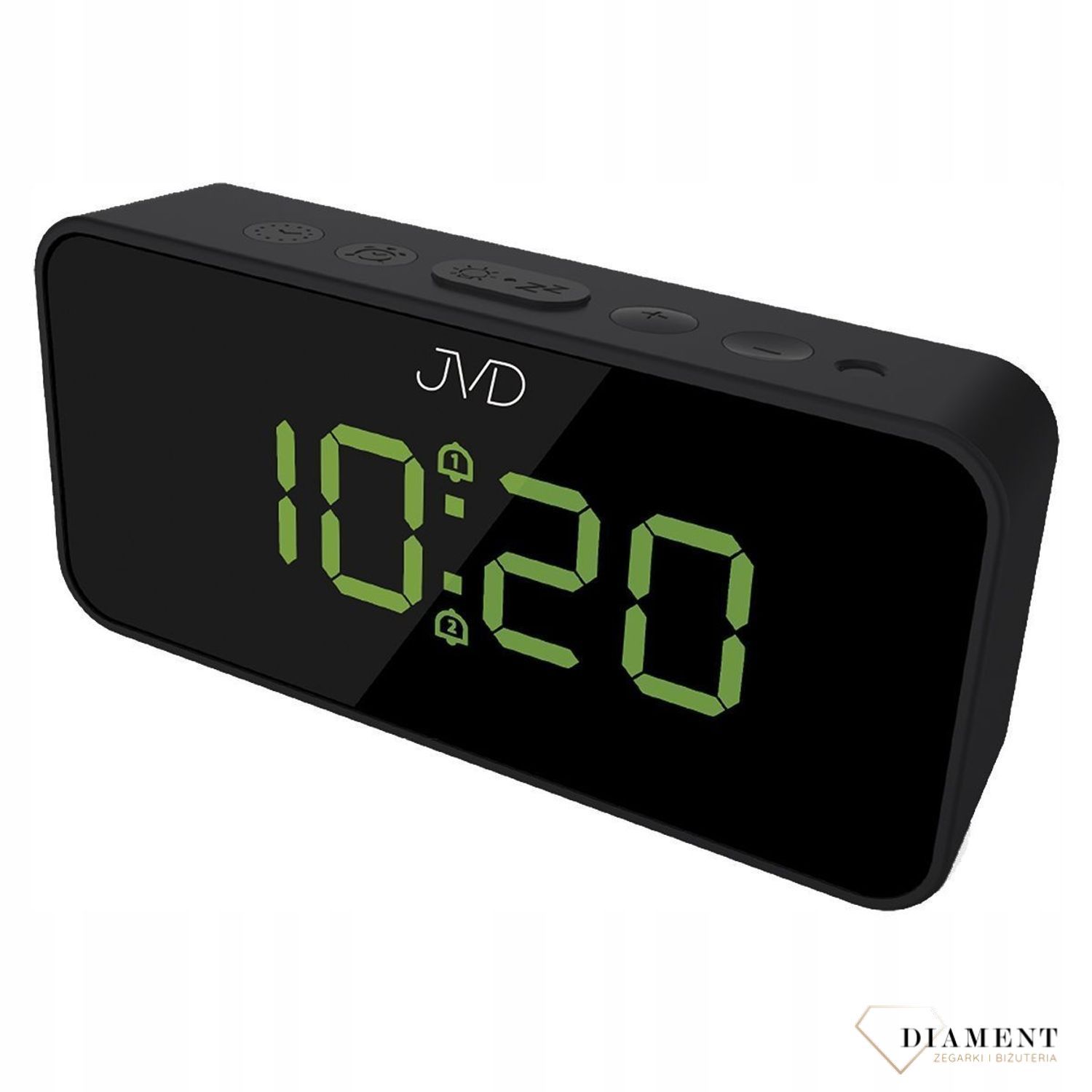 Budzik JVD  z termometrem JVD SB3212.1 Sensor Light 2 alarmy alarmz zielonym wyświetlaczem Dwa czasy budzenia  Termometr✓ Zegary na biurko✓.jpg