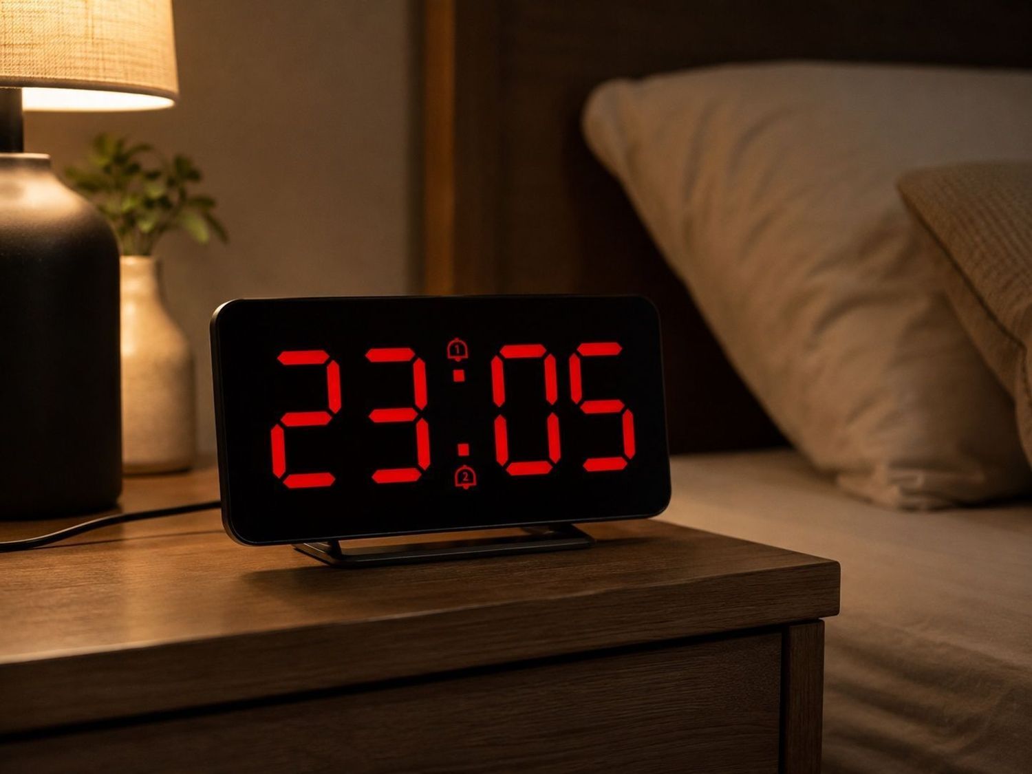 Budziki z podświetleniem JVD SB3216.3 – czarny budzik cyfrowy z czerwonymi cyframi LED.jpg