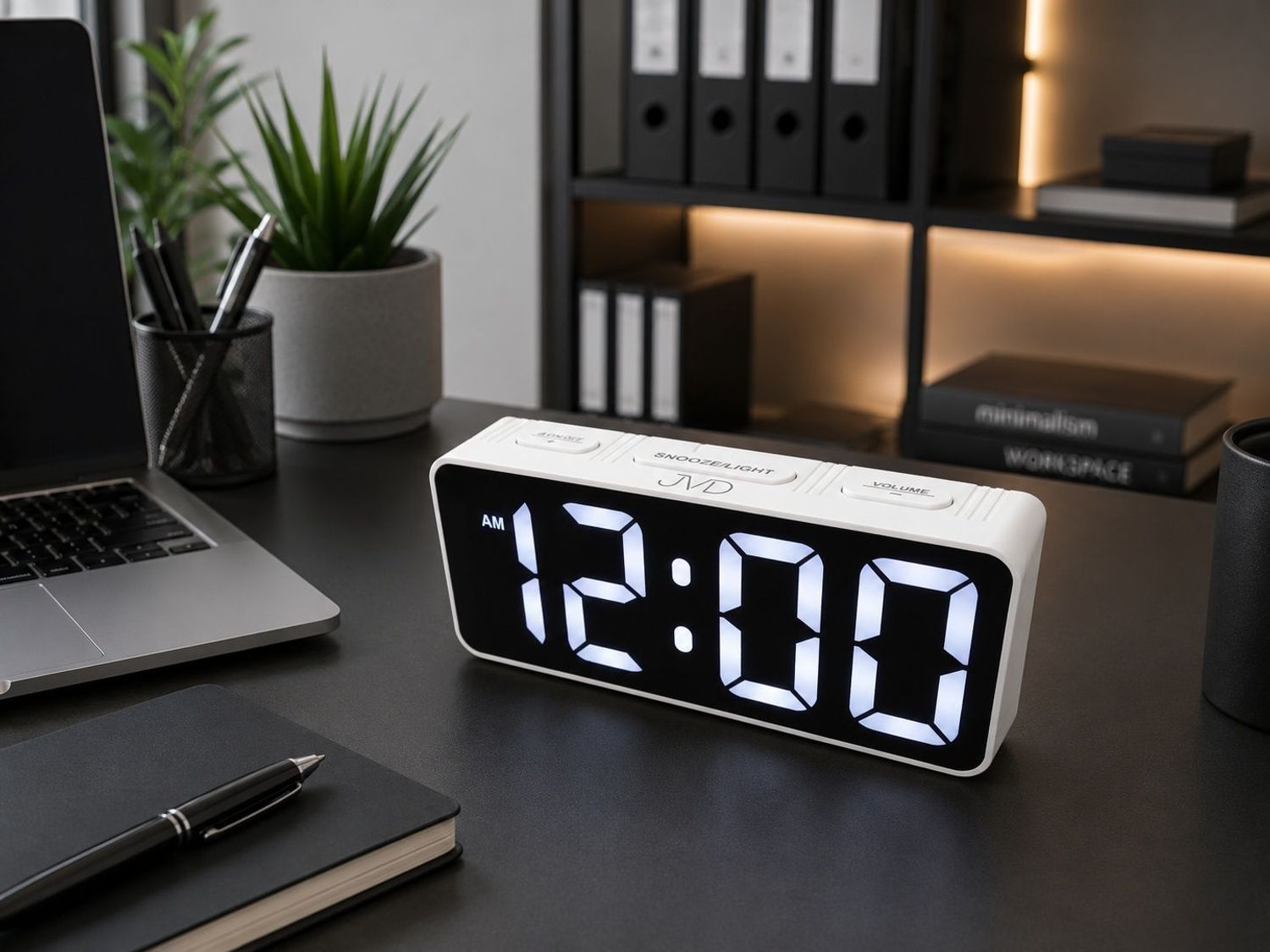 Budzik Cyfrowy JVD SB524.3 Biały z Białym Wyświetlaczem LED – Alarm, Regulacja Jasności, Czujnik Oświetlenia.jpg