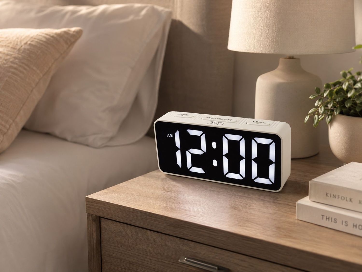 Budzik Cyfrowy JVD SB524.3 Biały z Białym Wyświetlaczem LED – Alarm, Regulacja Jasności, Czujnik Oświetlenia.jpg