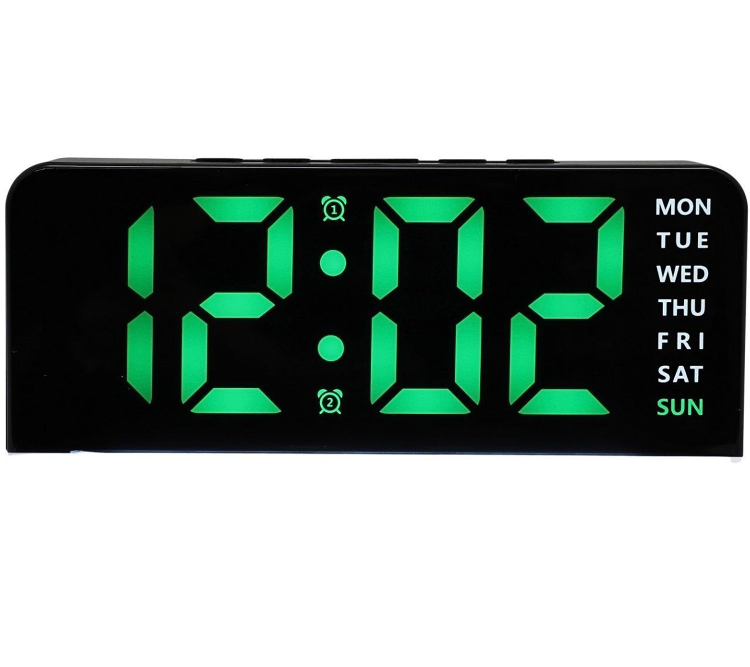 Budzik cyfrowy JVD SB8033.2 LED – 3 alarmy, Data, Tryb 1224h - Wersja Angielska zielono-czarny.jpg