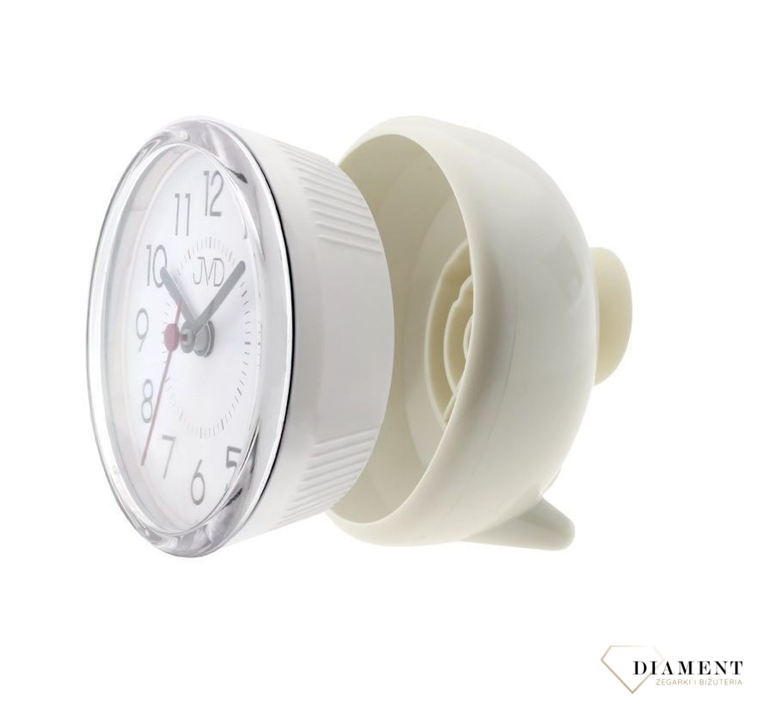 Zegar ścienny wodoszczelny łazienkowy JVD kremowy SH023. Mały zegar ścienny wiszący o bardzo czytelnej i wyraźnej tarczy. Zegar może stać w wilgotnych pomieszczeniach (4).jpg