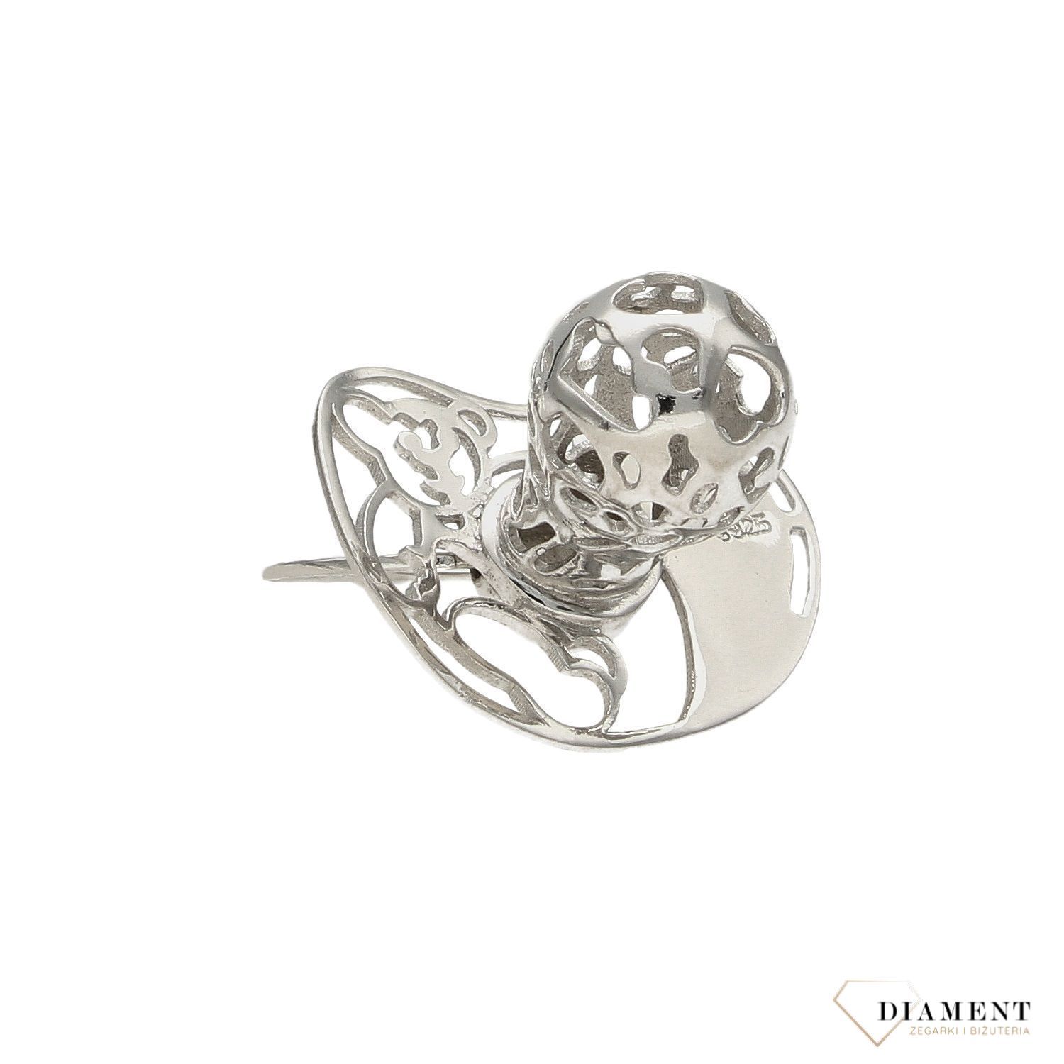 Pamiątka Chrztu srebrny smoczek 'Misiu i serce' z grawerem DIA-SMO-1108-925 👼 Smoczek wykonany ze srebra z ozdobnym wzorem misia i serca 👼 (2).jpg