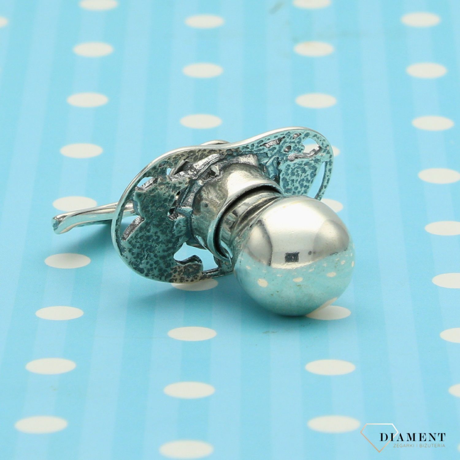 Pamiątka Chrztu srebrny smoczek 'Dwa misie' z grawerem DIA-SMO-1109-925 👼 Smoczek z miejscem na grawer 👼 (2).jpg