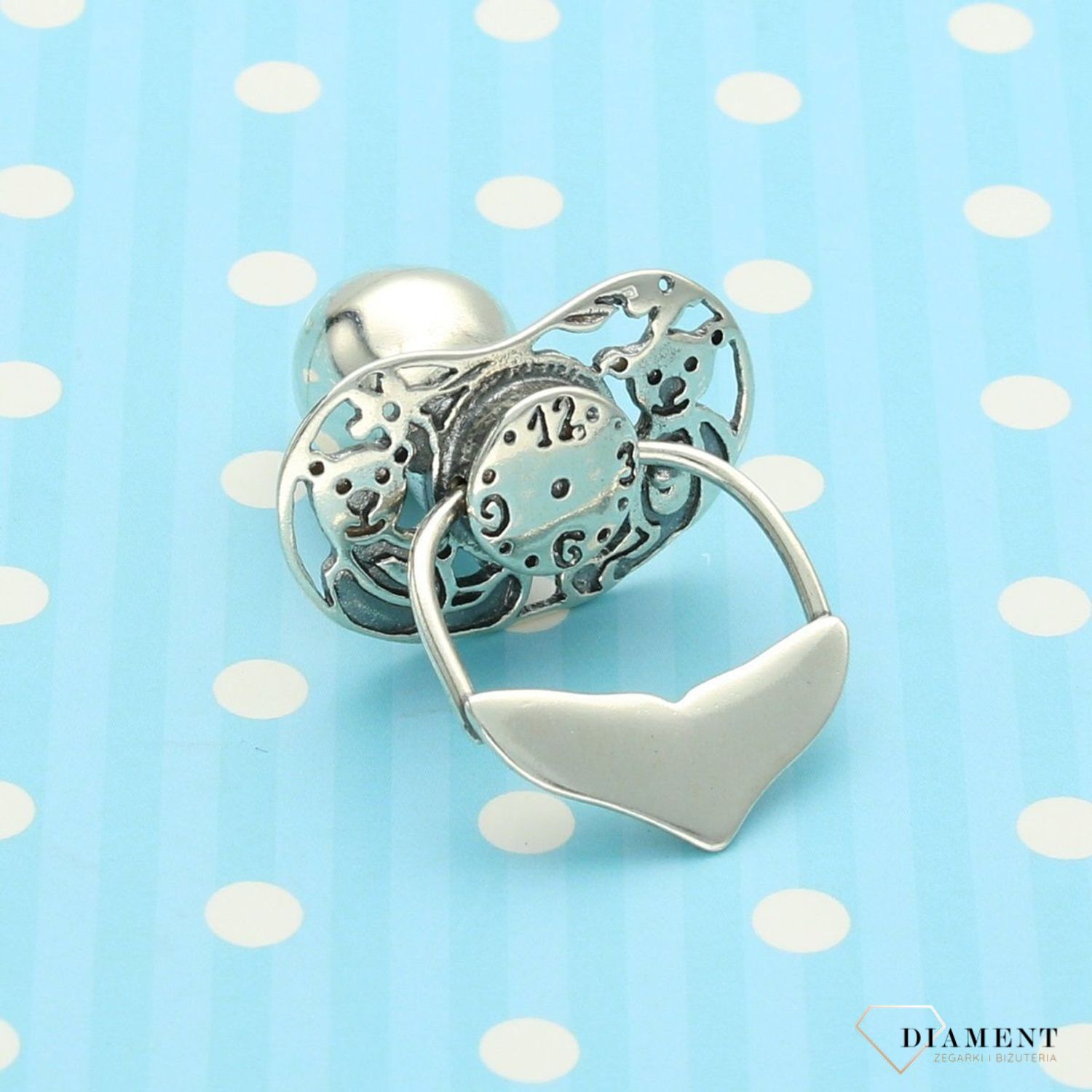 Pamiątka Chrztu srebrny smoczek 'Dwa misie' z grawerem DIA-SMO-1109-925 👼 Smoczek z miejscem na grawer 👼 (2).jpg