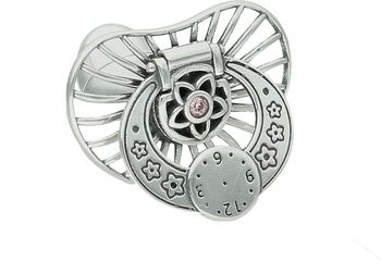 Srebrny smoczek na chrzest 925 zegar z kwiatkami do graweru DIA-SMO-11355-925 (3).jpg