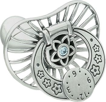 Srebrny smoczek na chrzest 925 zegar z kwiatkami do graweru DIA-SMO-11356-925 (2).jpg